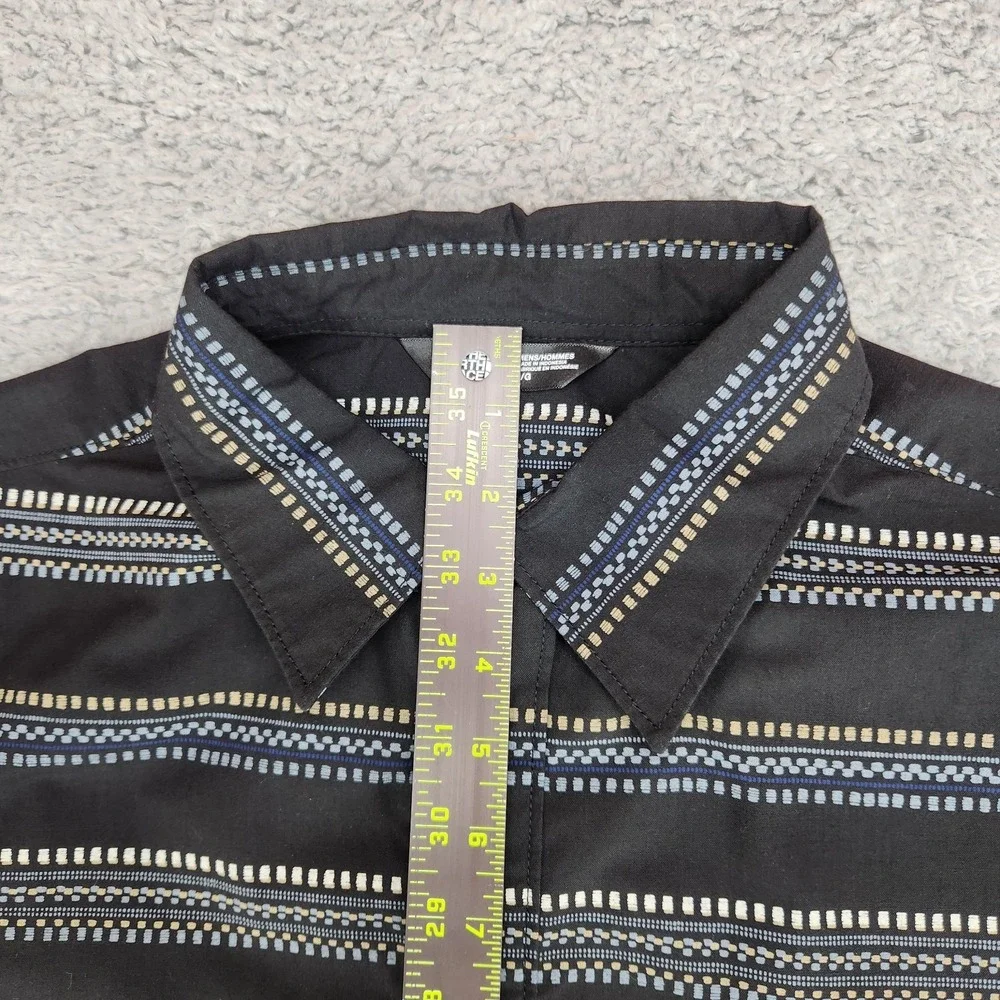 The North Face Slate Woven Long Sleeve Button Up Shirt Mens L Black Aztec Stripe